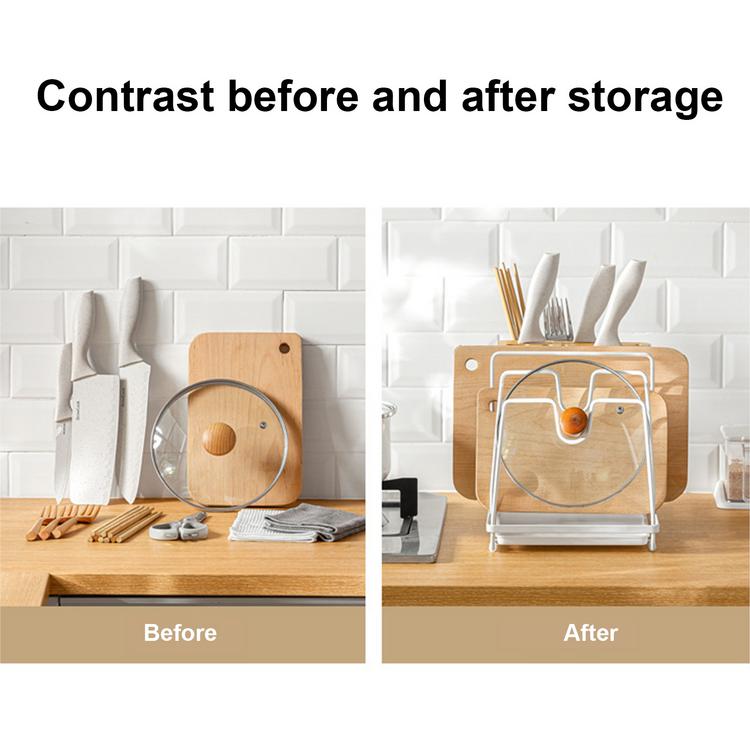 Multifunctional integrated storage chopping board rack kitchen knife holder ground type chopstick holder pot cover rack