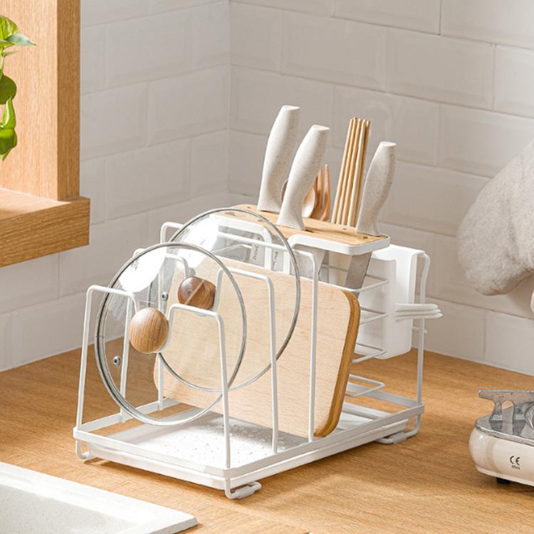 Multifunctional integrated storage chopping board rack kitchen knife holder ground type chopstick holder pot cover rack
