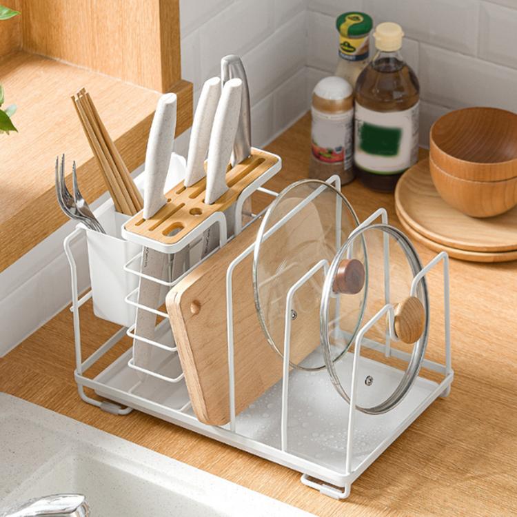 Multifunctional integrated storage chopping board rack kitchen knife holder ground type chopstick holder pot cover rack