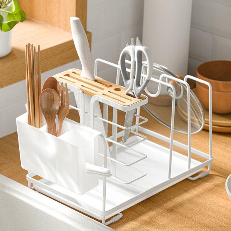 Multifunctional integrated storage chopping board rack kitchen knife holder ground type chopstick holder pot cover rack