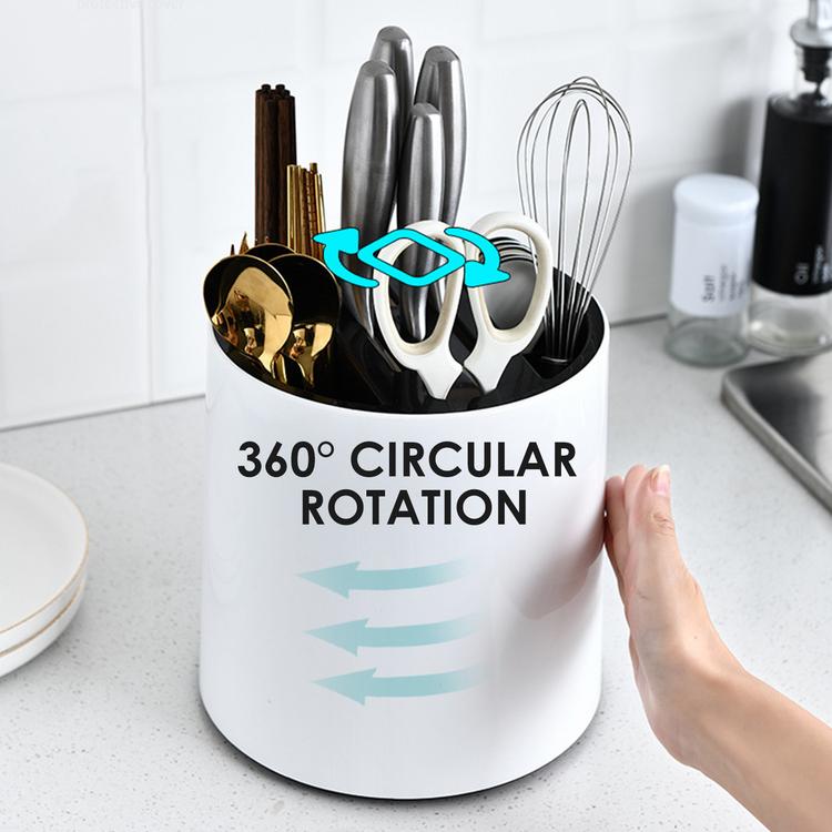 Multifunctional kitchen knife rack can rotate kitchenware white storage rack kitchen multifunctional drain storage tube