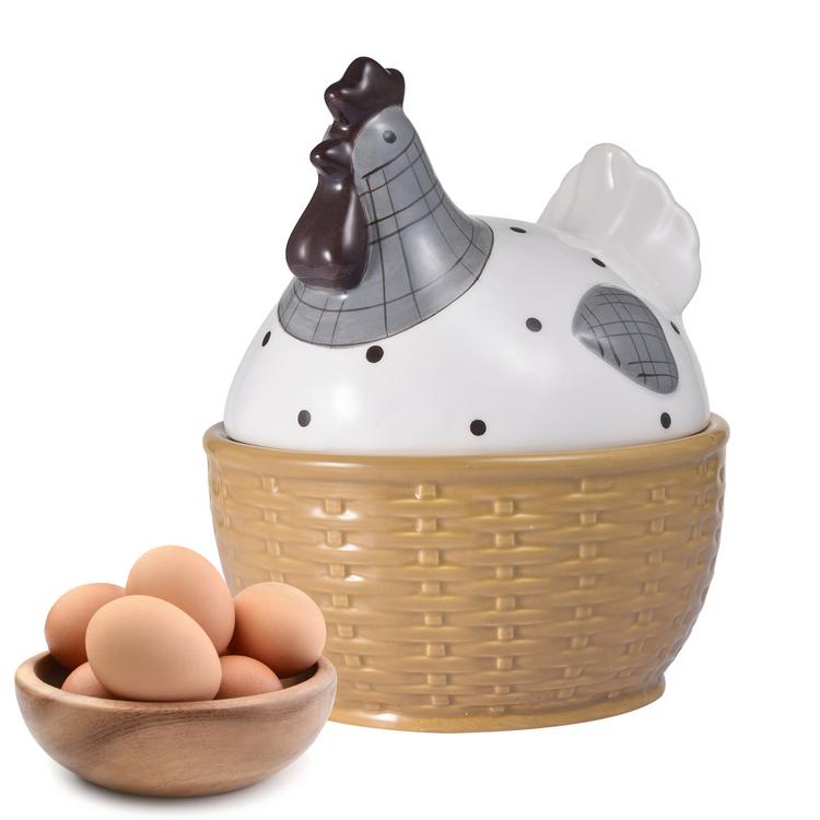 Multifunctional kitchen living room egg storage tool ceramic hen shape egg storage jar kitchen supplies