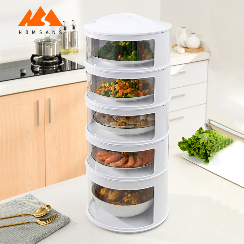 Multilayer Dish Umbrella Mesh Sliding Door Home Kitchen Transparent Insulation Dustproof Food Cover Stackable