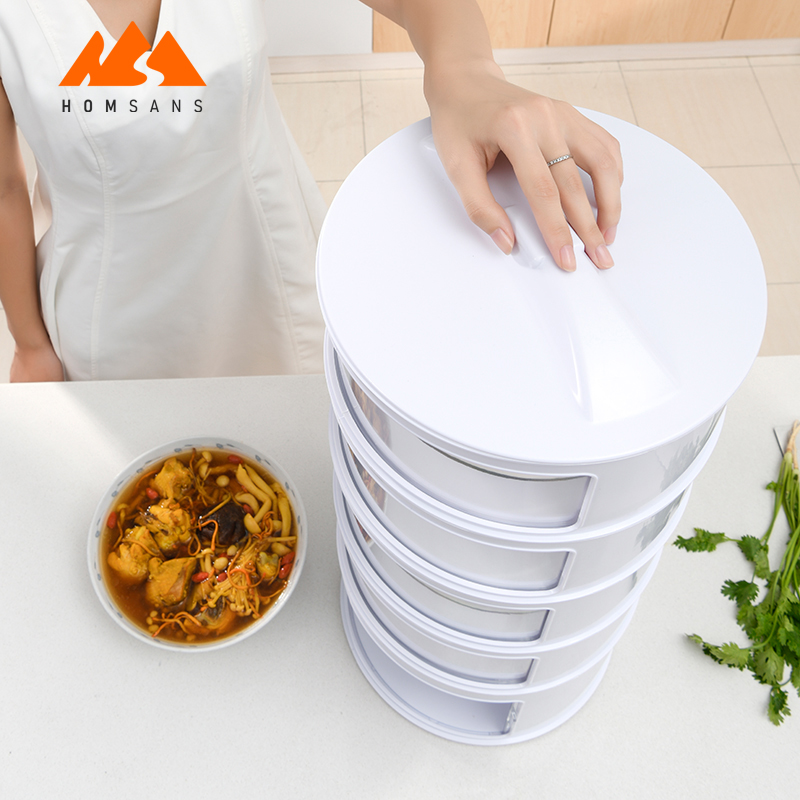 Multilayer Dish Umbrella Mesh Sliding Door Home Kitchen Transparent Insulation Dustproof Food Cover Stackable