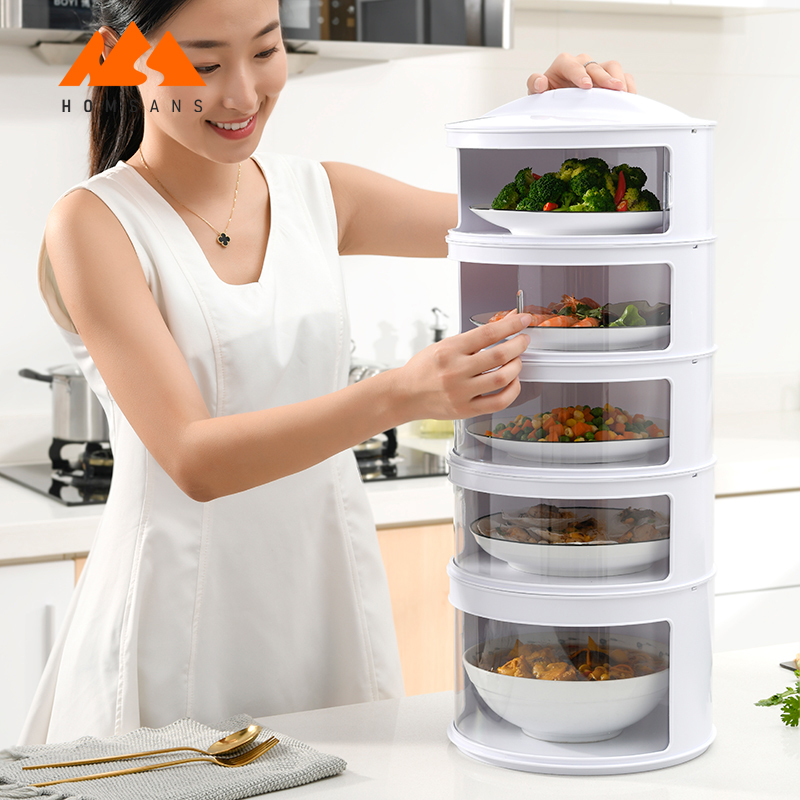 Multilayer Dish Umbrella Mesh Sliding Door Home Kitchen Transparent Insulation Dustproof Food Cover Stackable