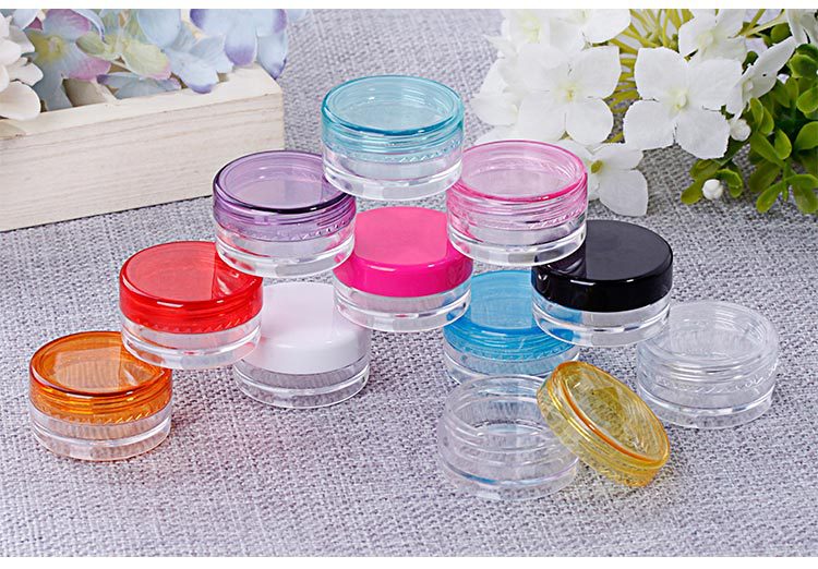 Multiple color 3g 5g round bottom cream jar Custom Logo black white pink orange yellow green blue purple rose travel bottle
