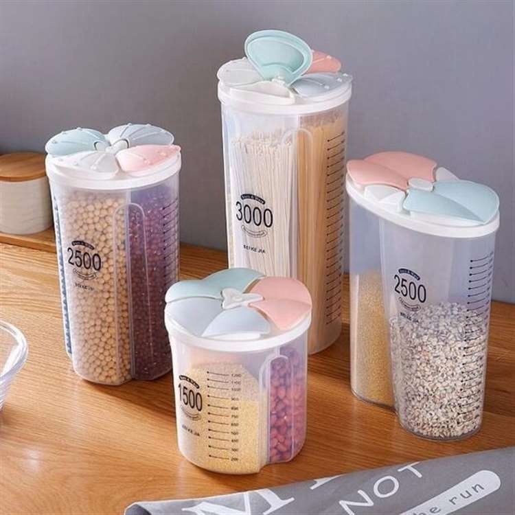 Multiple specifications Kitchen plastic storage tank Food storage jar with lid Whole grains transparent sealed jar