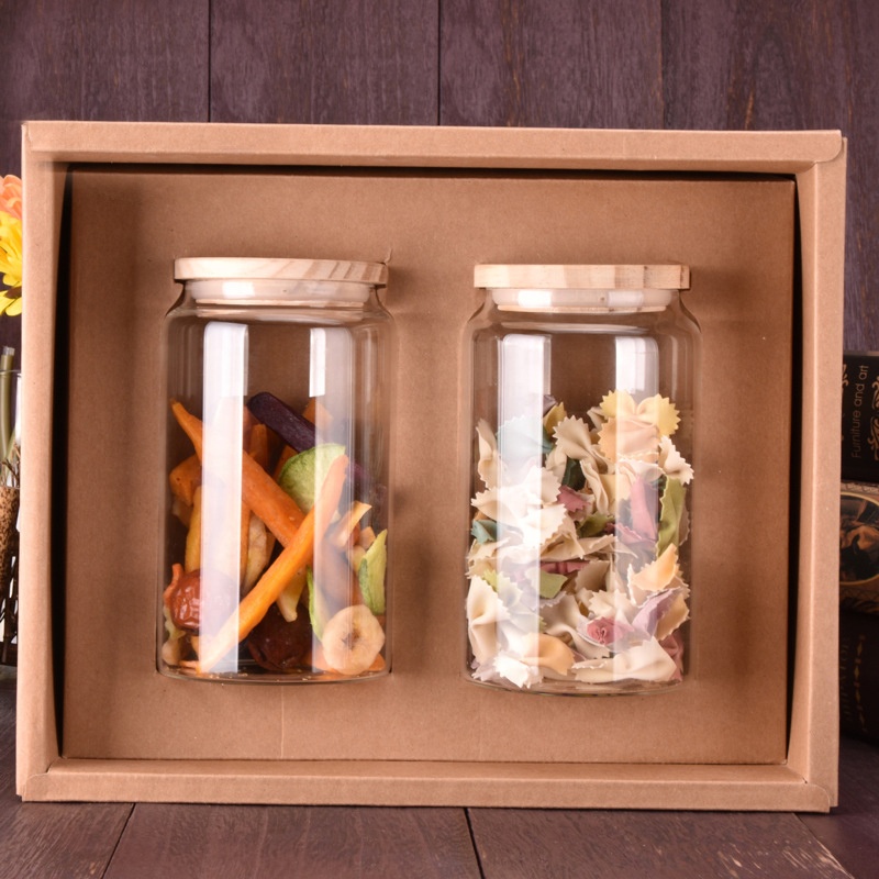 NEW 1000ml Borosilicate Glass Food Container with Bamboo Lid Storage Glass Jar