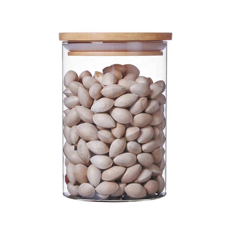 NEW 1000ml Borosilicate Glass Food Container with Bamboo Lid Storage Glass Jar