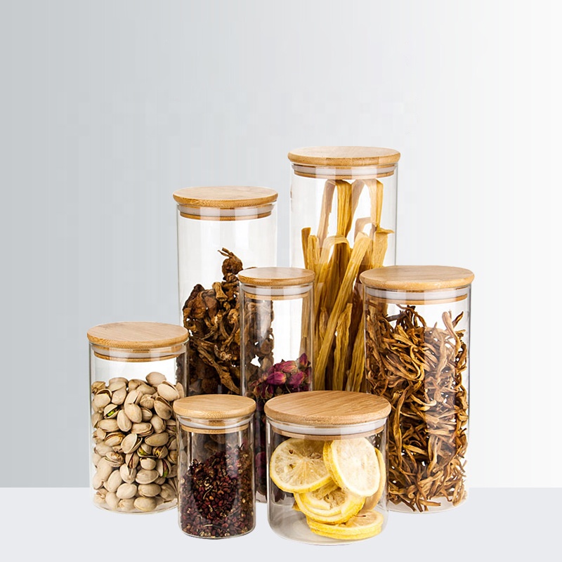 NEW 1000ml Food Grade Clear Borosilicate Glass Jars in Bulk Glass Jar with Wooden Lid