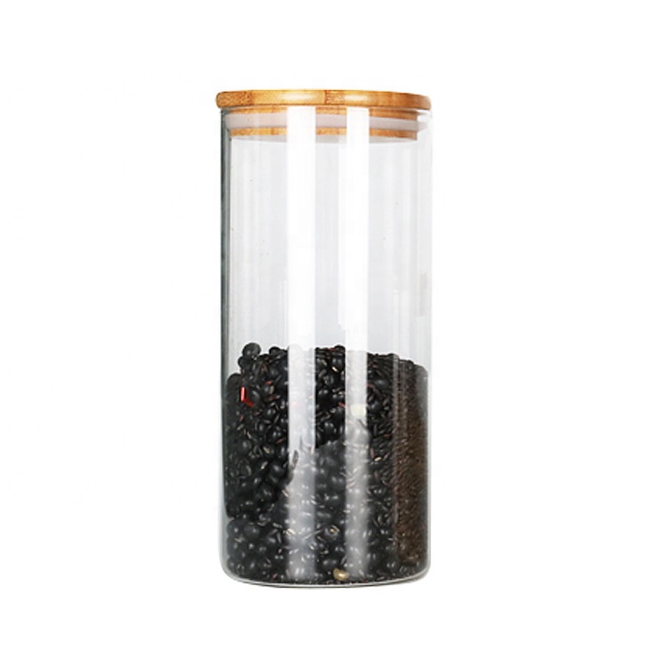 NEW 2000ml Glass Jar Cheap Borosilicate Glass Jars with Wooden Lid