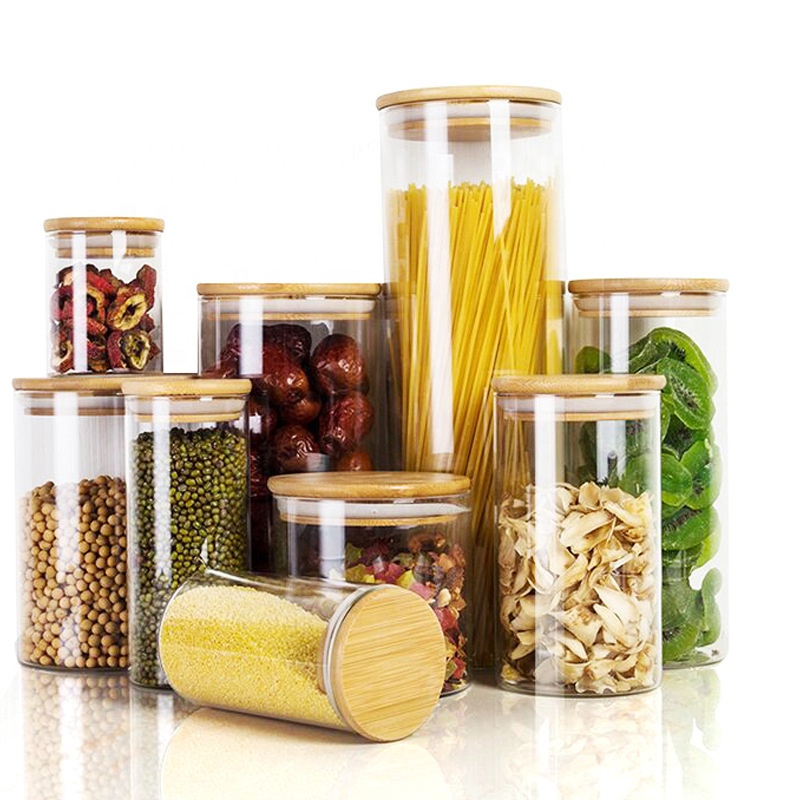 NEW 2000ml Glass Jar Cheap Borosilicate Glass Jars with Wooden Lid