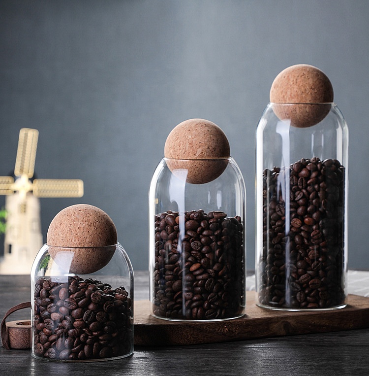NEW 300ml Ball Glass Jar Borosilicate Glass Jar with Cork Lid