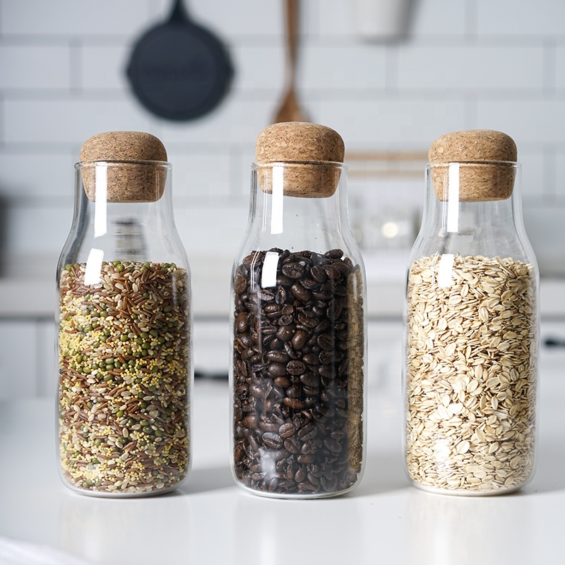 NEW 350 ml Borosilicate Glass Jar with Cork Lid Bottles Jars Glass