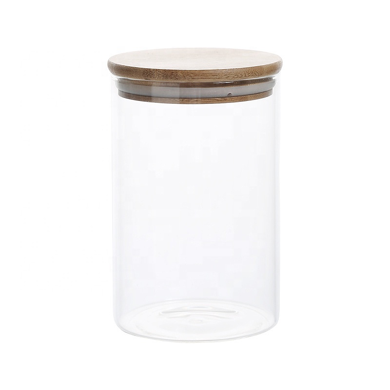 NEW 375ml Empty Glass Jar Air Tight Borosilicate Glass Jar with Wooden Lid
