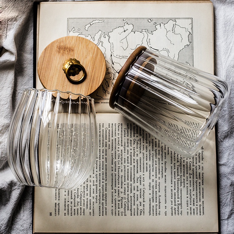 NEW 400ml Glass Jars High Borosilicate Glass Storage Jar Bamboo Lid