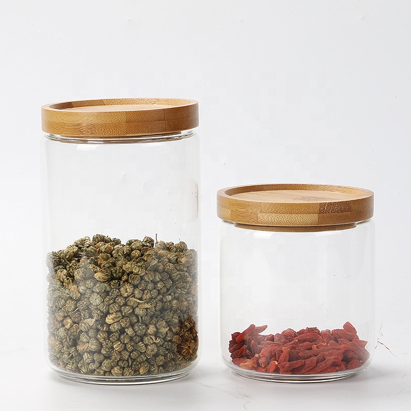 NEW 450ml Borosilicate Glass Food Storage Container Glass Jars Bamboo lid