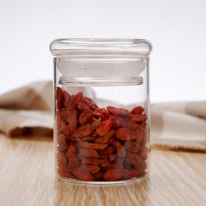 NEW 450ml Borosilicate Glass Jar Woth Glass Lid Storage Cylinder Jar