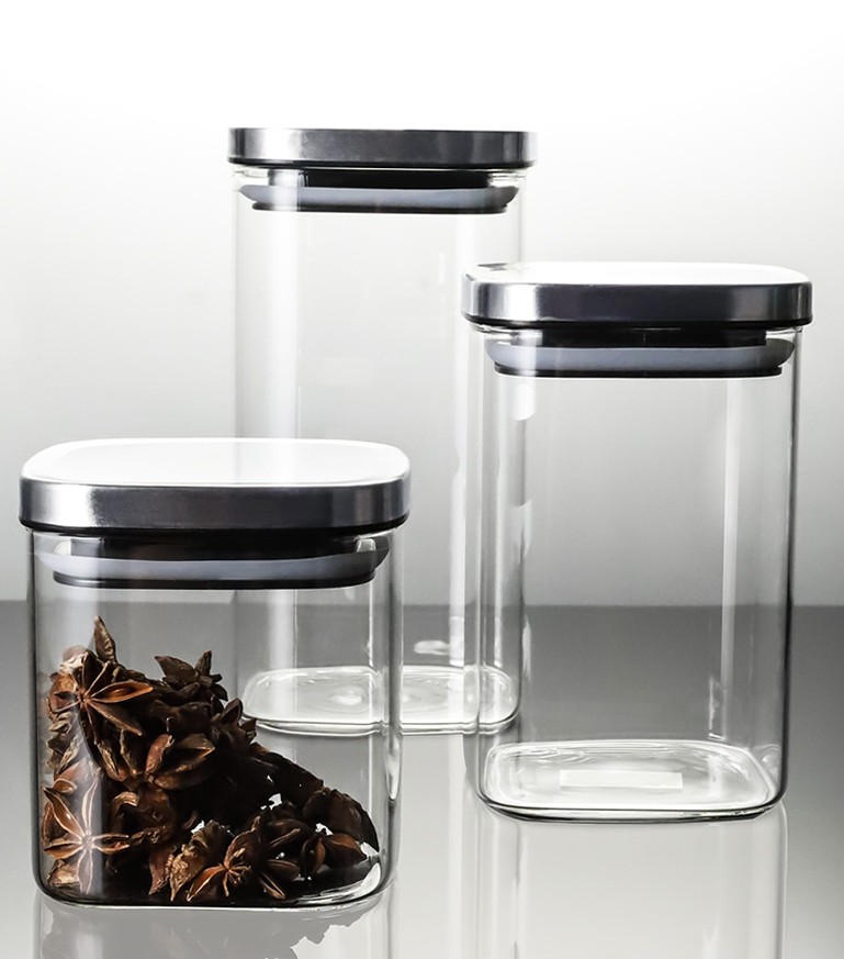 NEW 500ml China Glass Jars Borosilicate Glass Jar Metal