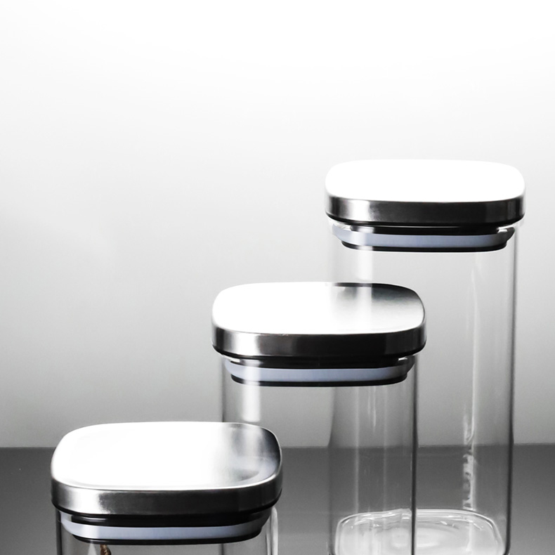 NEW 500ml China Glass Jars Borosilicate Glass Jar Metal