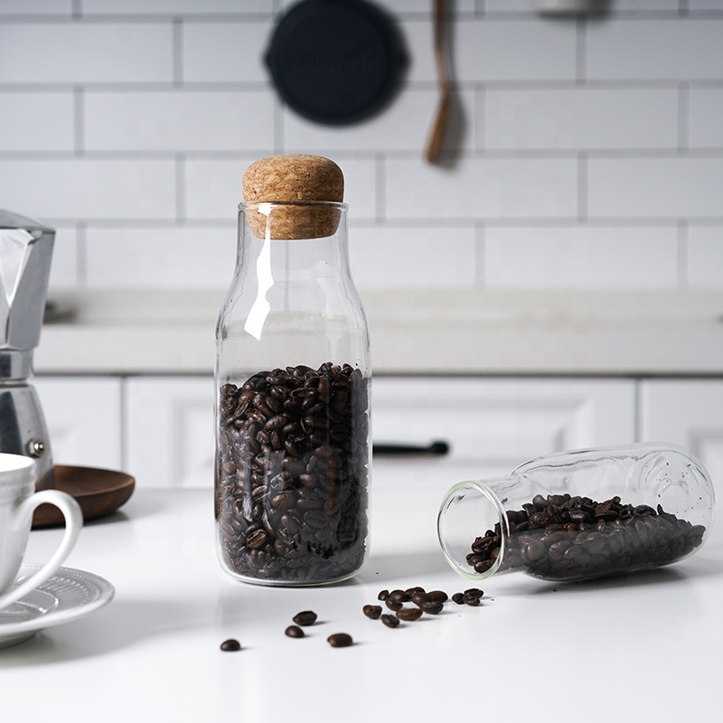 NEW 500ml Round Glass Jar Borosilicate Glass Drinking Jar with Cork Lid
