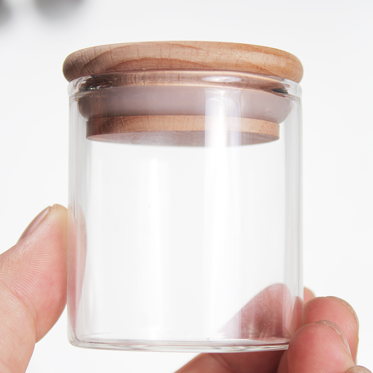 NEW ARRIVAL 55mm Diameter wooden lid candle container Wide mouth glass bottle DIY candle holder package scented candle glass jar