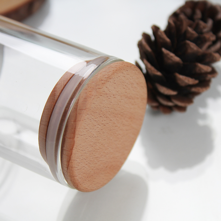 NEW ARRIVAL 55mm Diameter wooden lid candle container Wide mouth glass bottle DIY candle holder package scented candle glass jar