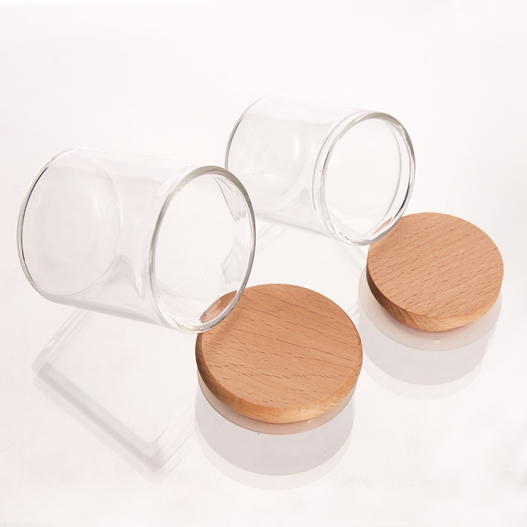 NEW ARRIVAL 55mm Diameter wooden lid candle container Wide mouth glass bottle DIY candle holder package scented candle glass jar