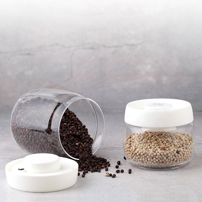 NEW Air Tight Glass Jar Storage 12oz White Borosilicate Glass Jar with Lid