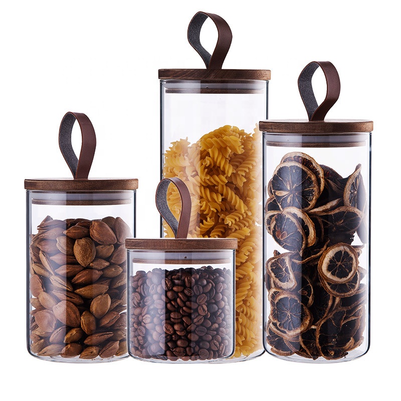 NEW Airtight Bulk Glass Jars Borosilicate Glass Food Storage Container Strap
