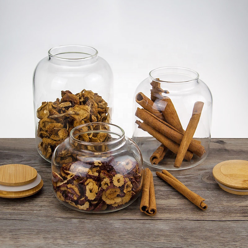 NEW Big Borosilicate Glass Jar with Wooden Lid Bulk Glass Jars