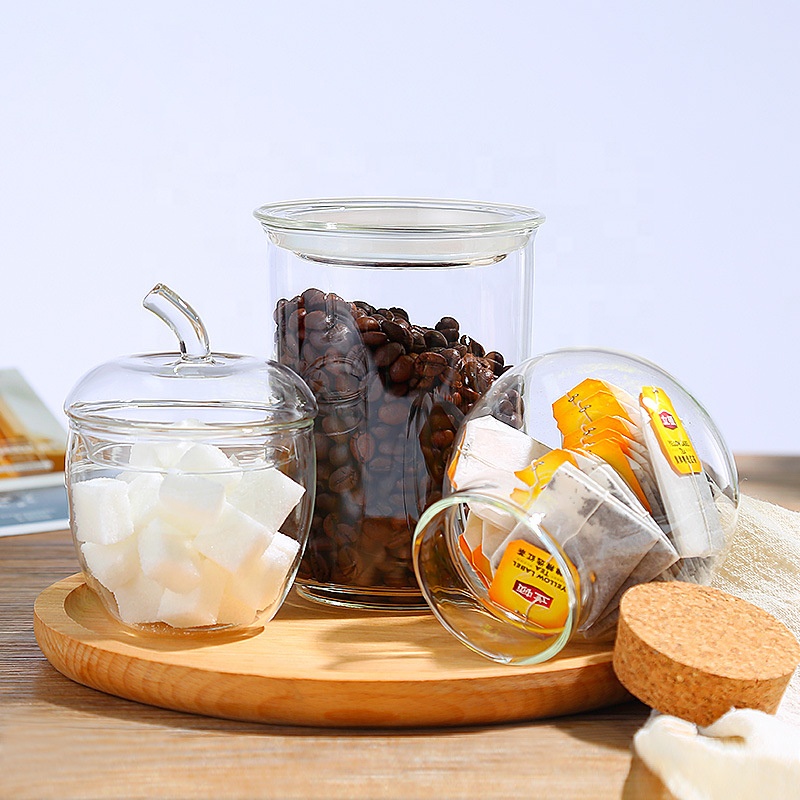 NEW Borosilicate Glass Food Storage Container Woth Glass Lid Stackable Jars