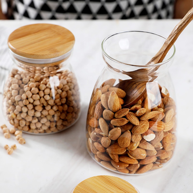NEW Borosilicate Glass Jar with Bamboo Lid Glass Food Container