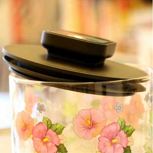 NEW Borosilicate Glass Jar with Decal Glass Storage Jars Bamboo Lid Wooden