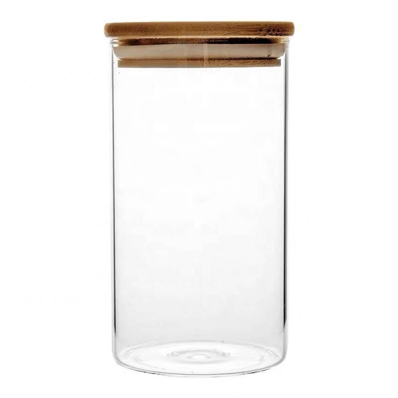 NEW Borosilicate Glass Jar with Wooden Lid Storage Jar Borosilicate Glass