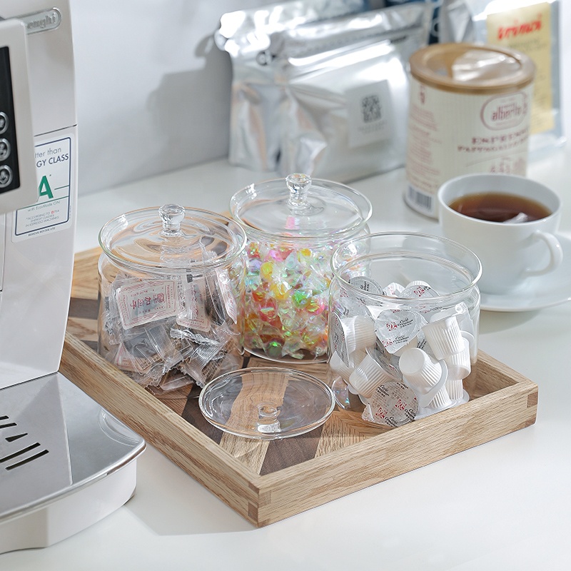 NEW Candy Glass Jar with Glass Lid Borosilicate Glass Containers