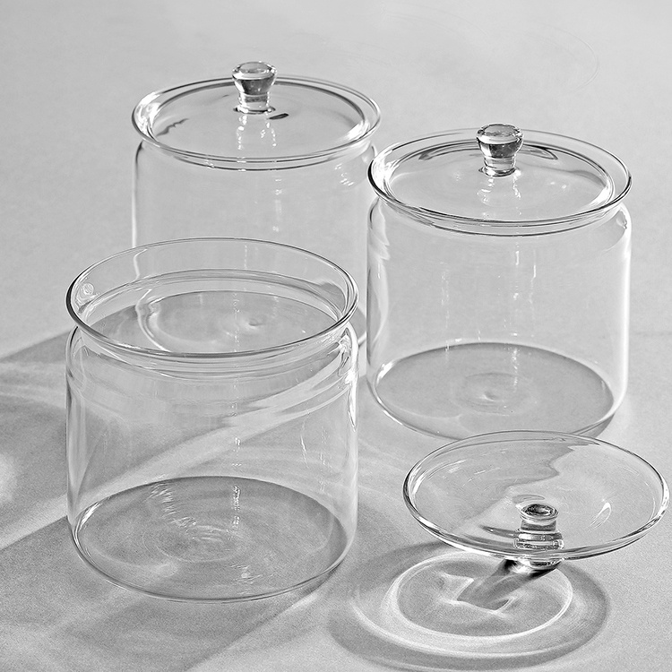 NEW Candy Glass Jar with Glass Lid Borosilicate Glass Containers