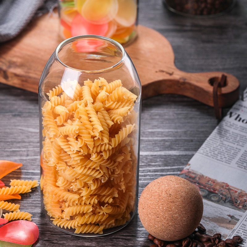 NEW Clear Borosilicate Glass Jar Food Container with Cork Lid Glass Food Stoage Container