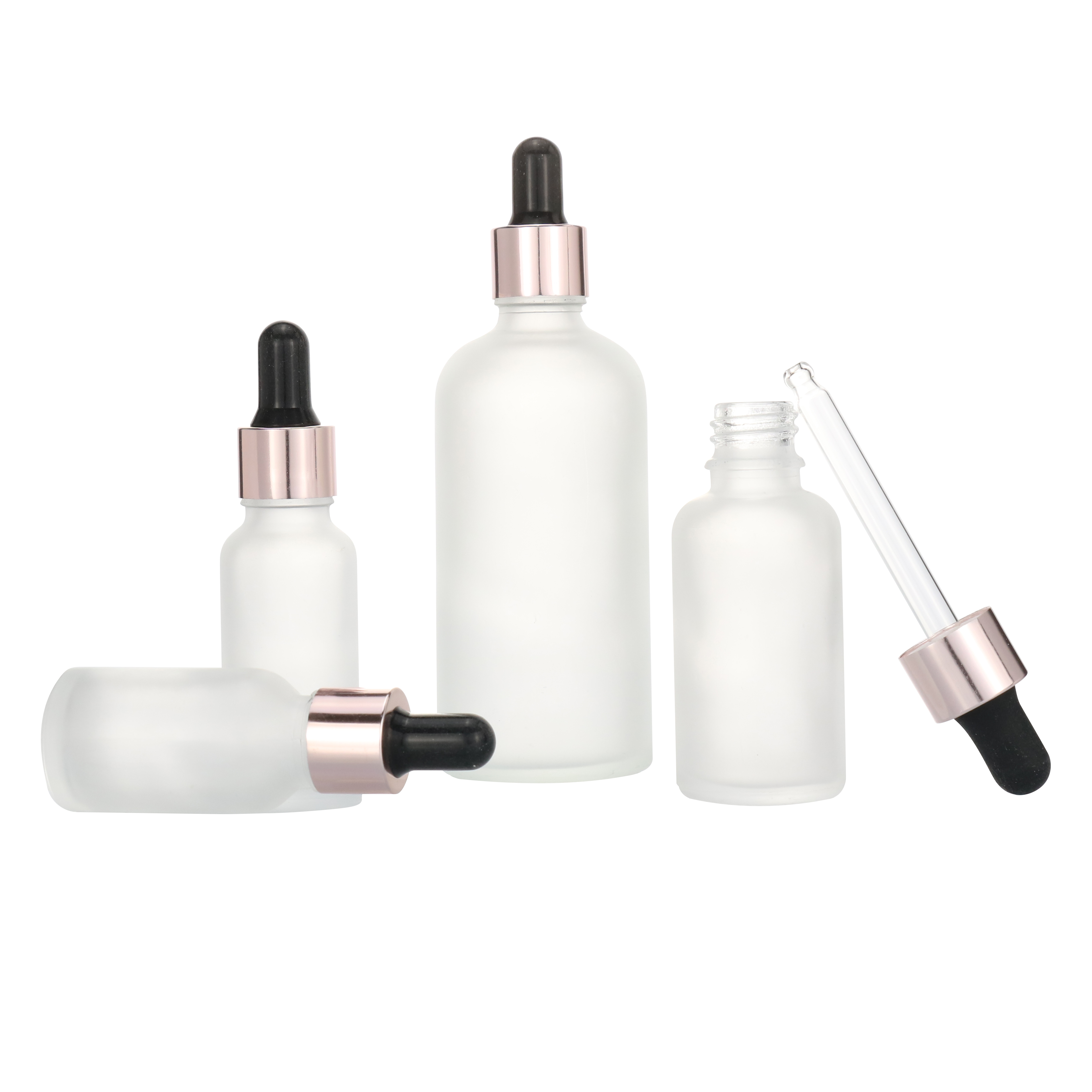 NEW DESIGN BLACK glass bottle cosmetic packaging aluminum Essence Oil Bottle DIN 18mm dropper bottle