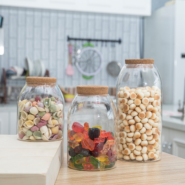 NEW High Borosilicate Glass Jar with Transparent 500ml Round Glass Jar