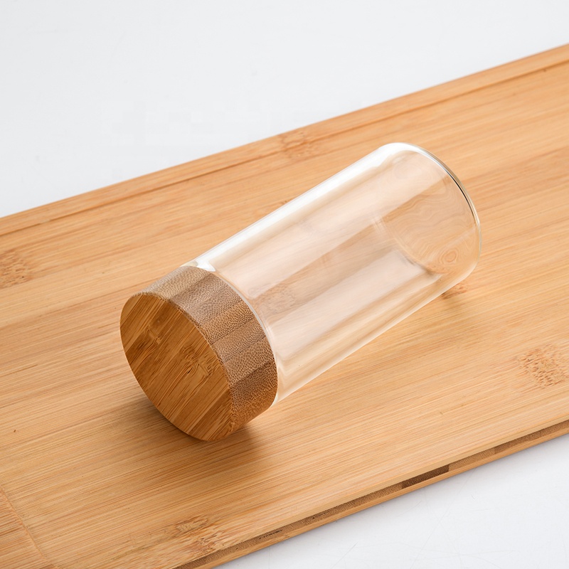 NEW Storage Borosilicate Glass Jar Screw on Lid Bamboo Lid Glass Jar