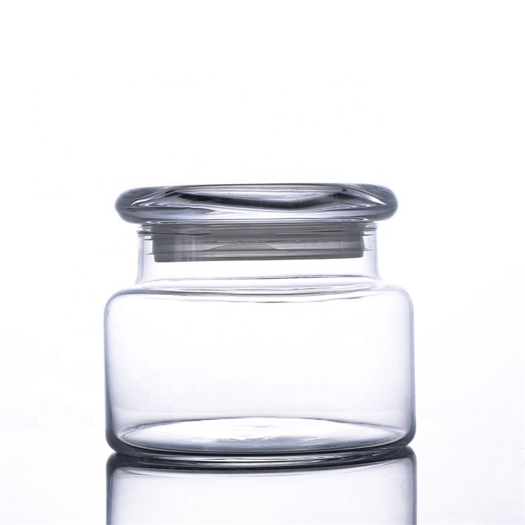 NOVARE 350 ml Empty Storage Glass Jars With Glass Lid and Silicone Ring