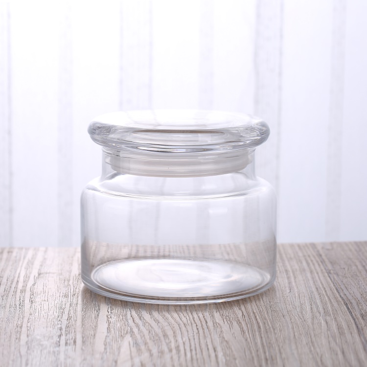 NOVARE 350 ml Empty Storage Glass Jars With Glass Lid and Silicone Ring