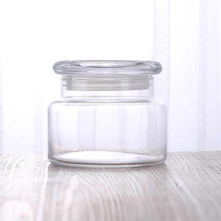 NOVARE 350 ml Empty Storage Glass Jars With Glass Lid and Silicone Ring
