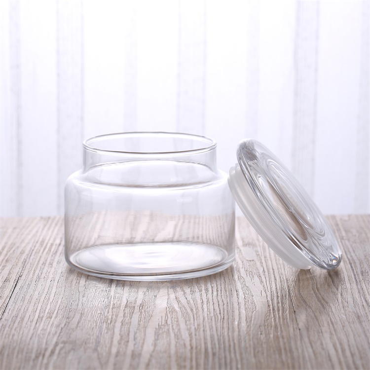 NOVARE 350 ml Empty Storage Glass Jars With Glass Lid and Silicone Ring