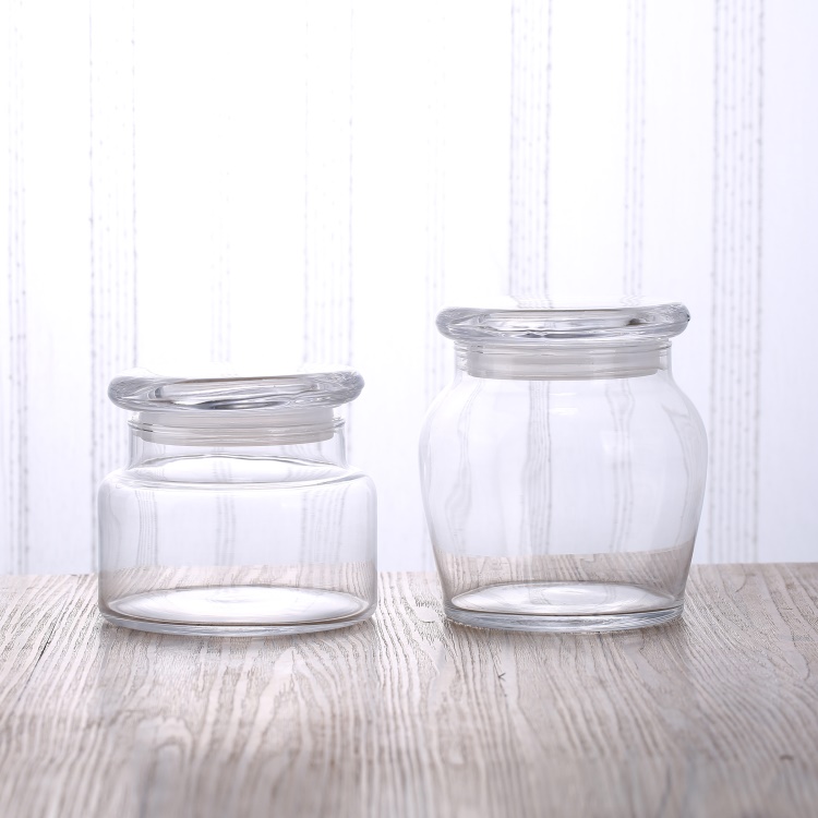 NOVARE 350 ml Empty Storage Glass Jars With Glass Lid and Silicone Ring