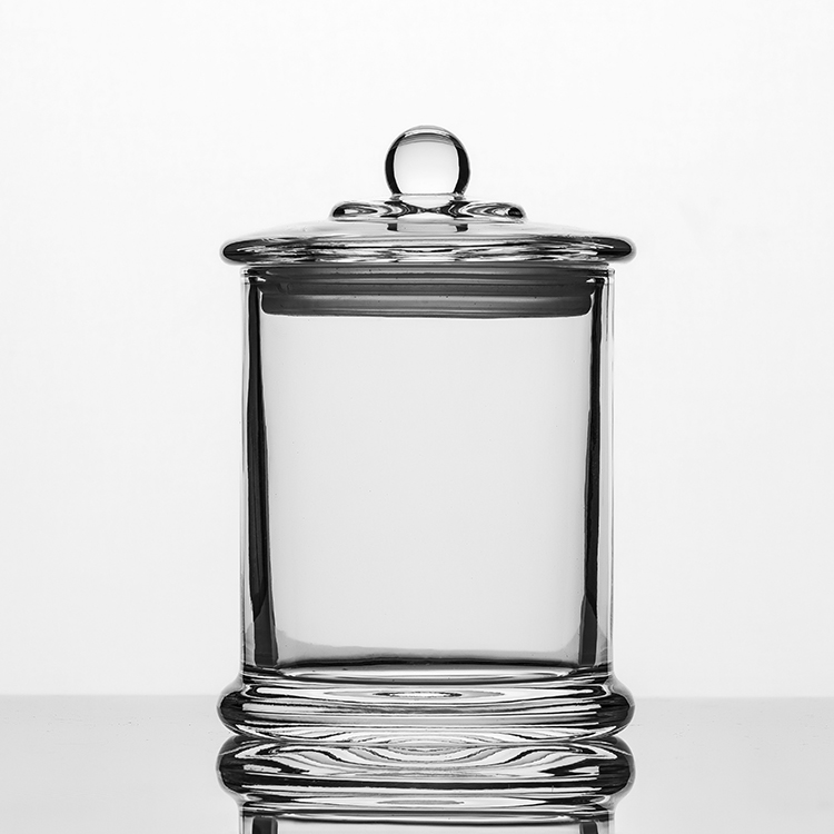 NOVARE Lead-free Transparent Clear Candle Jar Candle Holder Set with Sealed Glass Lid