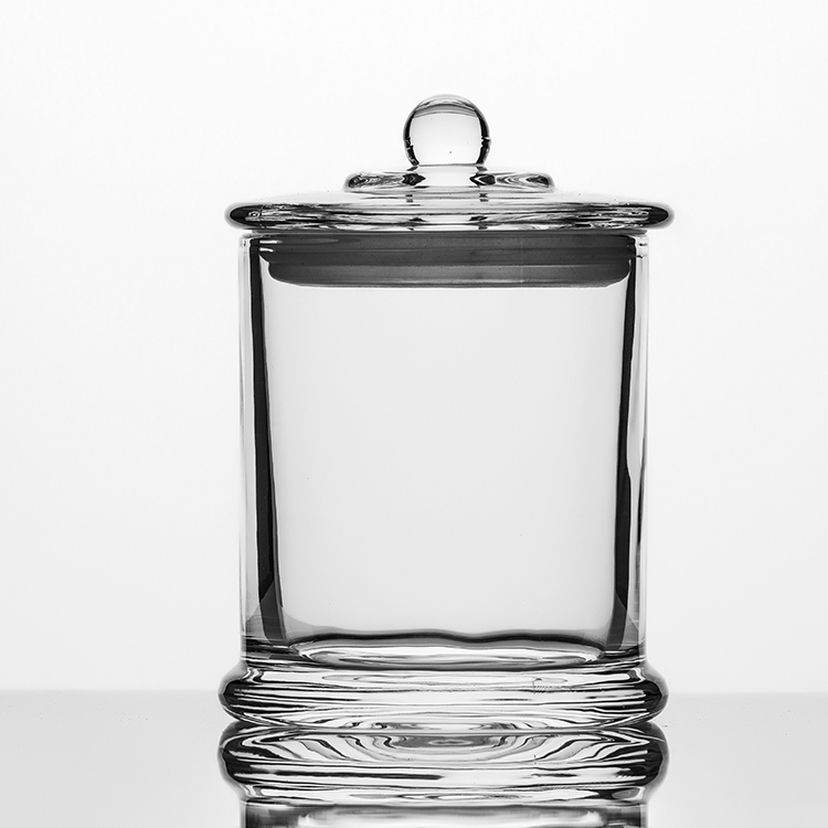 NOVARE Lead-free Transparent Clear Candle Jar Candle Holder Set with Sealed Glass Lid