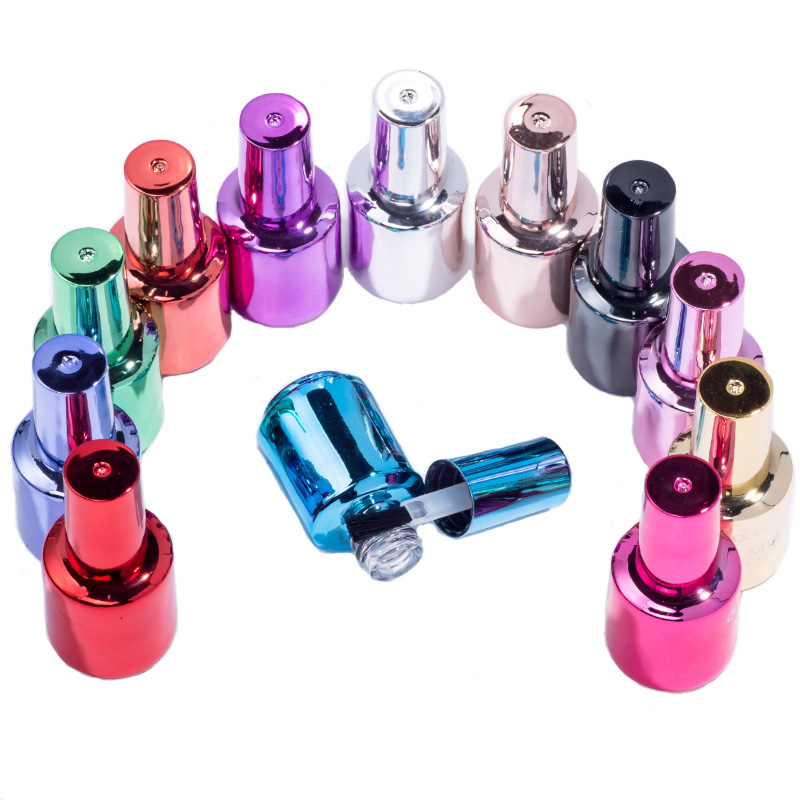 Nail art factory custom logo empty glass metal colors chrome uv gel nail polish bottle