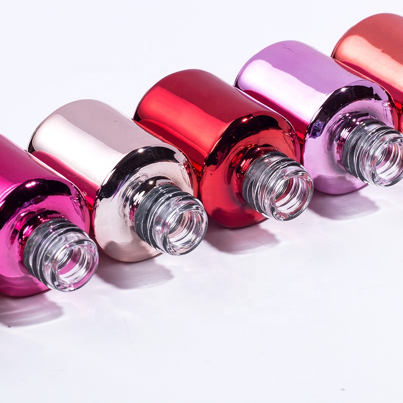 Nail art factory custom logo empty glass metal colors chrome uv gel nail polish bottle